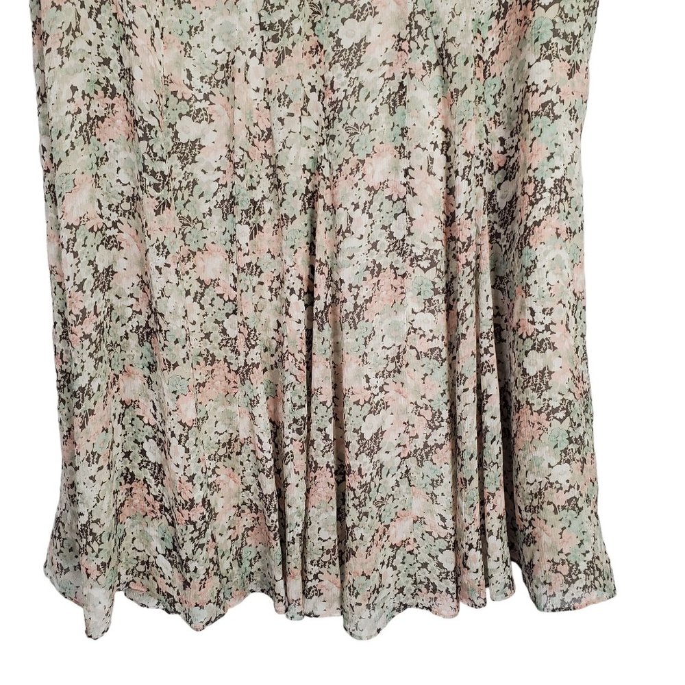JNY Collection Size 12 Skirt Floral Crinkle 100% Silk Flowing Full Hem Midi - Picture 4 of 11